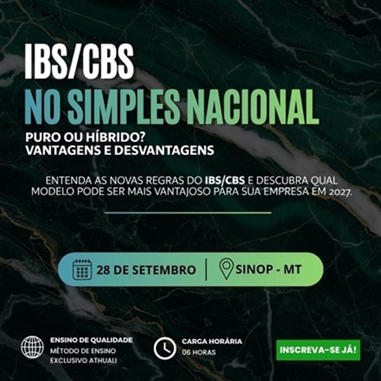 IBS/CBS NO SIMPLES NACIONAL EM 2027 - SINOP -  SETEMBRO 2026