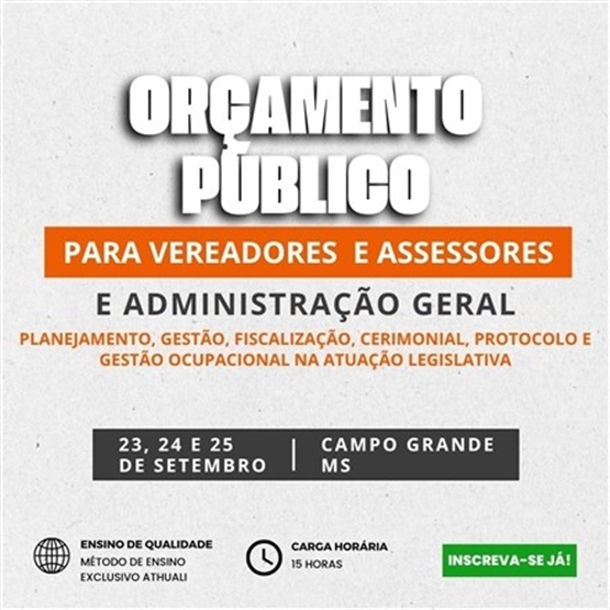 ORÇAMENTO PÚBLICO PARA VEREADORES E ASSESSORES - SETEMBRO 2026