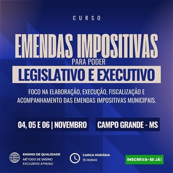 EMENDAS IMPOSITIVAS PARA PODER LEGISLATIVO E PODER EXECUTIVO - NOVEMBRO 2026
