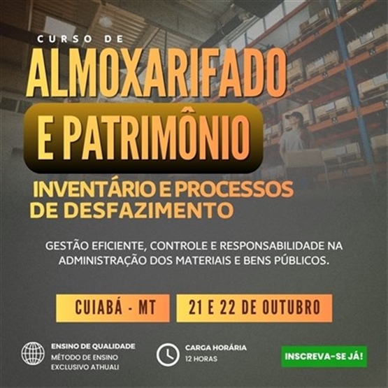 ALMOXARIFADO E PATRIMÔNIO NO SETOR PÚBLICO - CUIABÁ - OUTUBRO 2026