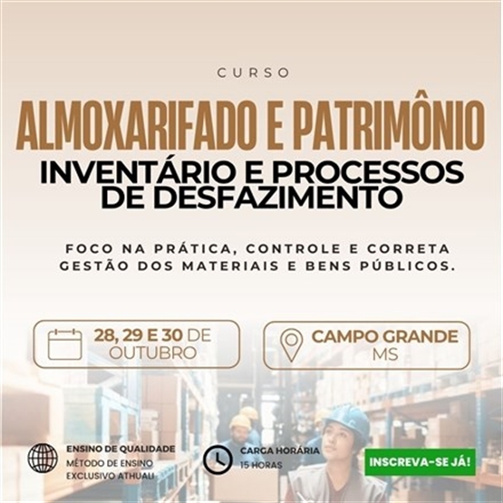 ALMOXARIFADO E PATRIMÔNIO NO SETOR PÚBLICO - OUTUBRO 2026