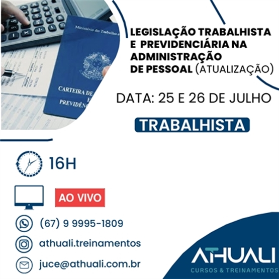 Legislação Trabalhista e Previdenciária na Administração de Pessoal - ATUALIZADO (JULHO)