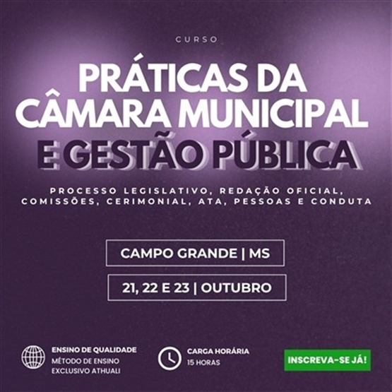 PRÁTICAS DA CÂMARA MUNICIPAL E GESTÃO PÚBLICA - OUTUBRO 2026