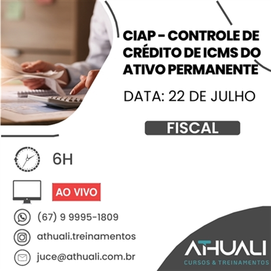 CIAP - Controle de Crédito de ICMS do Ativo Permanente (JULHO)