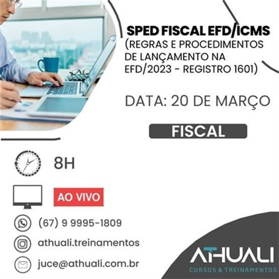 SPED FISCAL EFD/ICMS: REGRAS E PROCEDIMENTOS DE LANÇAMENTO NA EFD/2023 - REGISTRO 1601 20.03