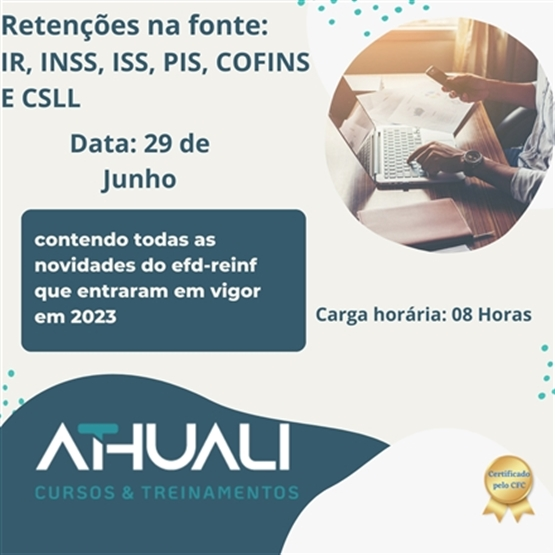 Retenções na fonte:  IR, INSS, ISS, PIS, COFINS E CSLL maio.